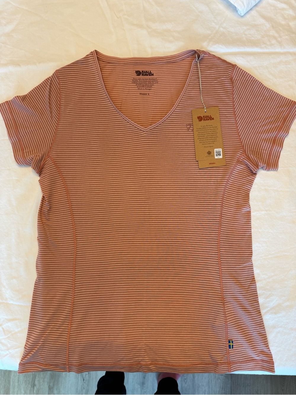 Fjallraven Women's Rose-Striped V-Neck Tee